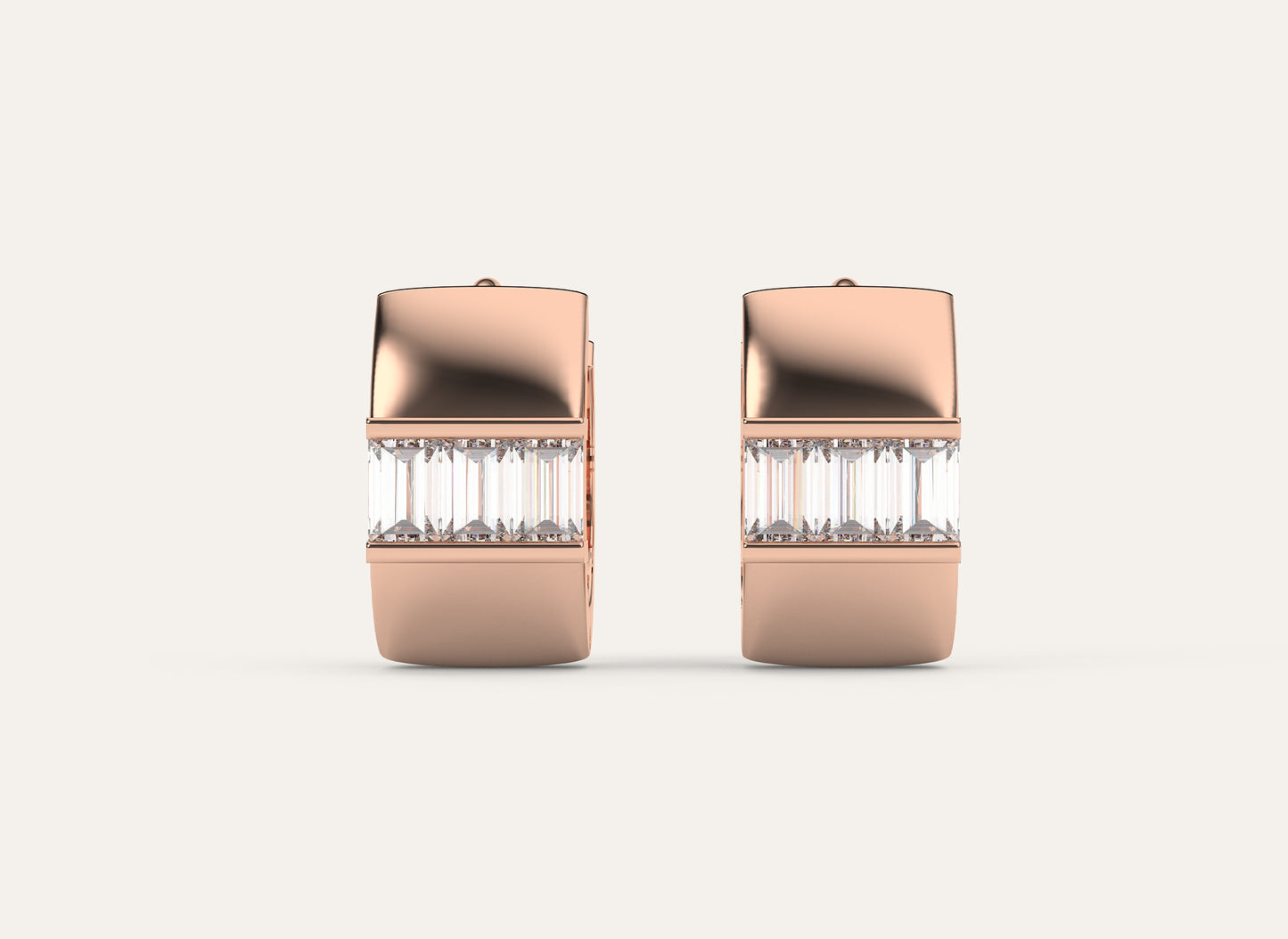 Huggie hoops |  Baguette Diamonds