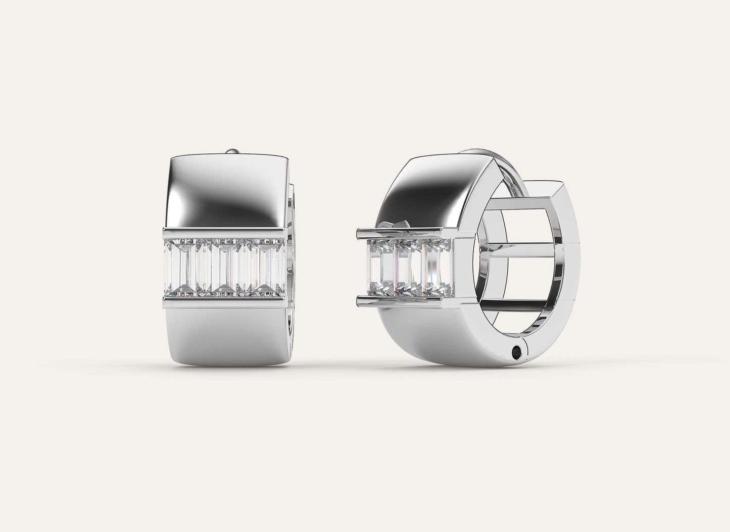 Huggie hoops |  Baguette Diamonds