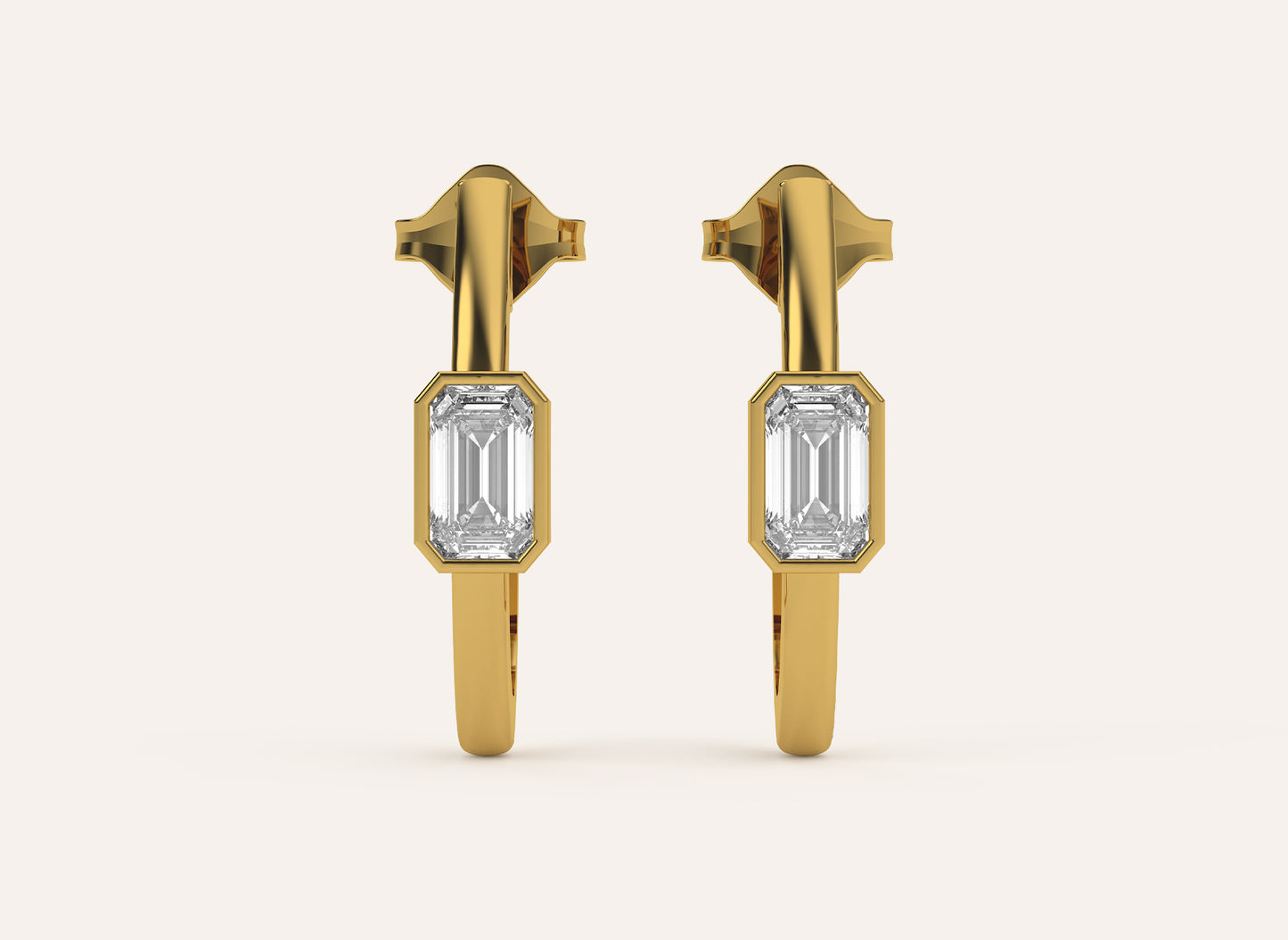 Emerald cut semi hoop| 60 cents