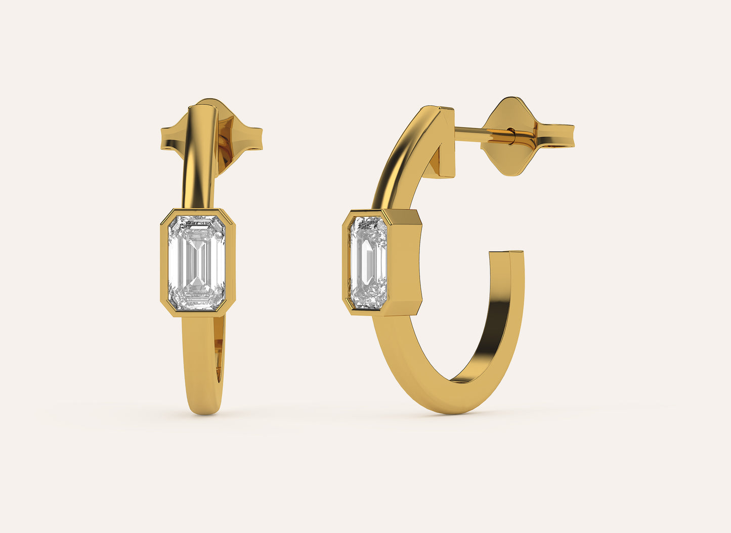Emerald cut semi hoop| 60 cents