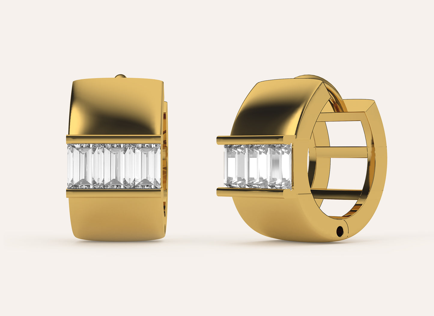 Huggie hoops |  Baguette Diamonds