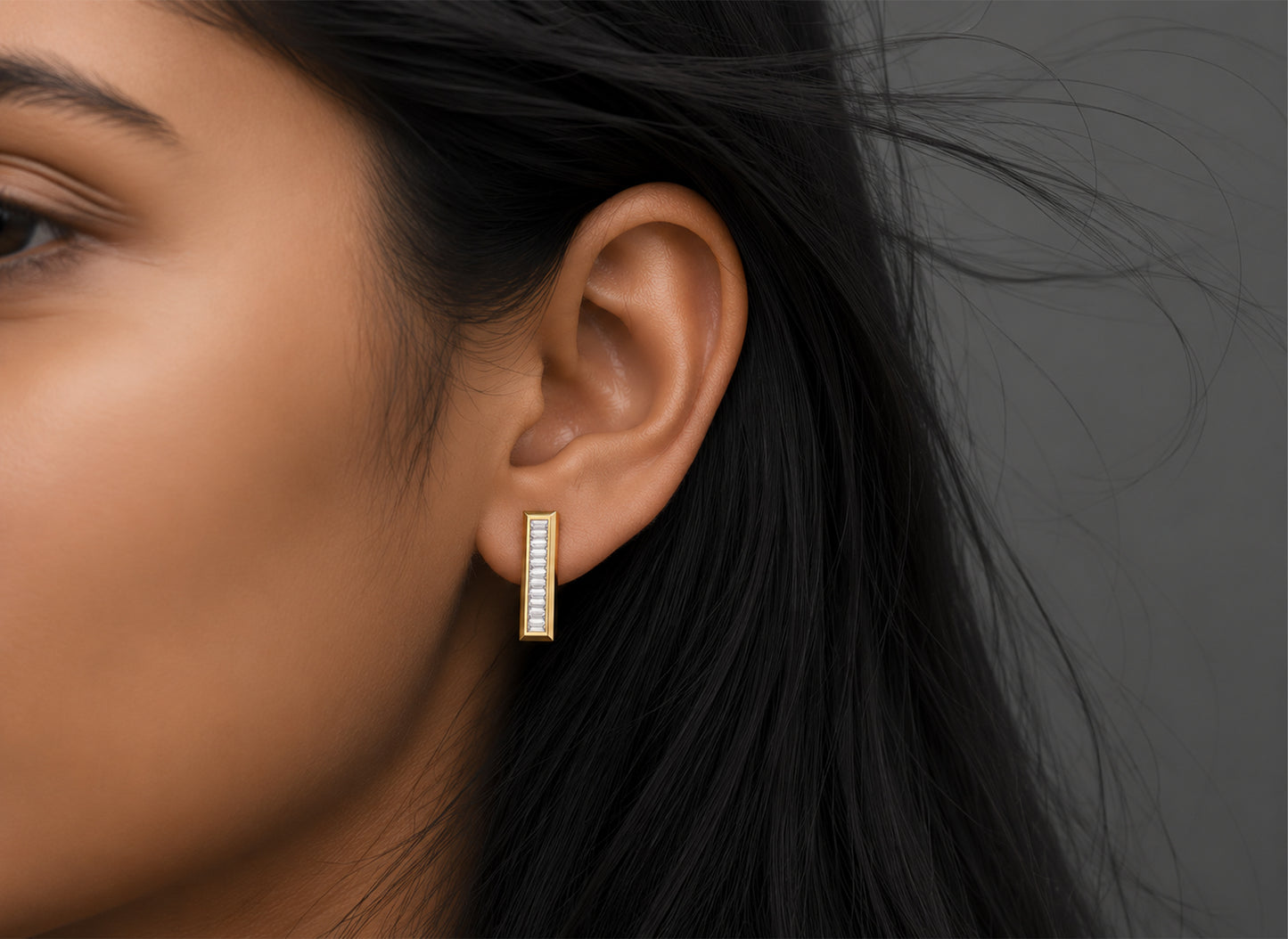 Baguette  studs | Bezel Setting